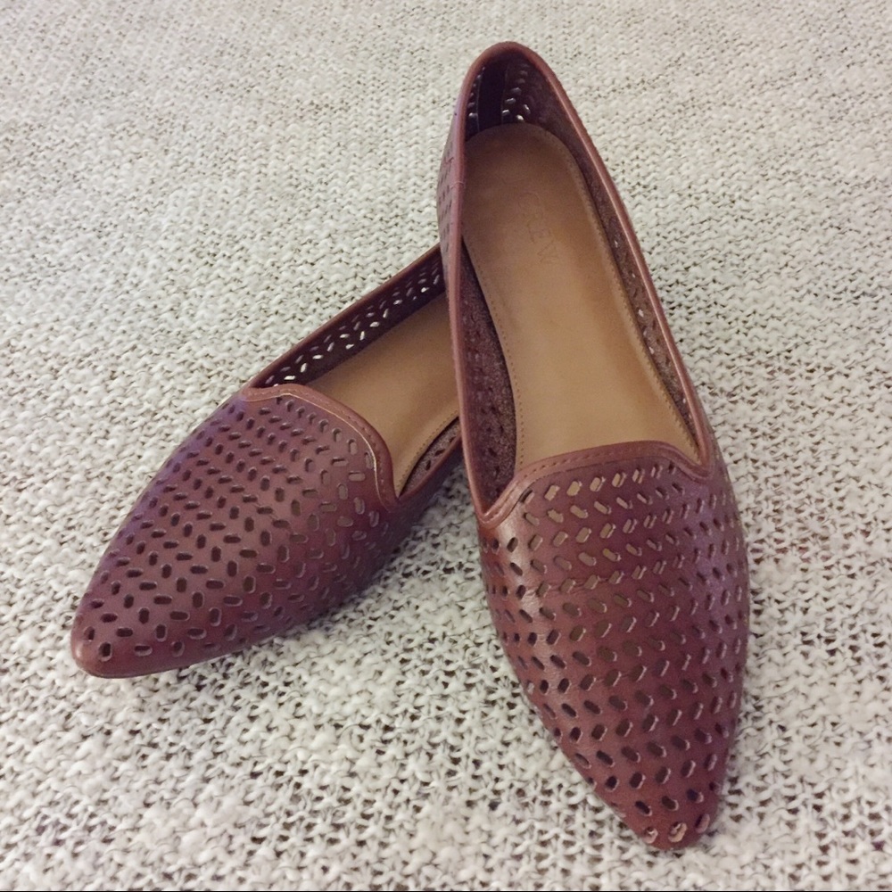 J. Crew Brown Leather Perforated Loafer Flats Shoe